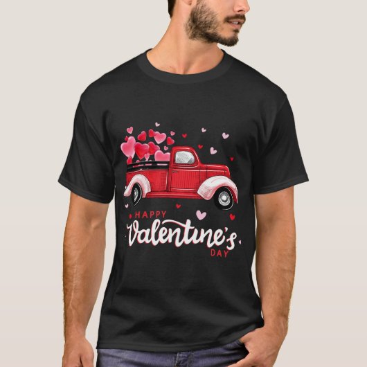 T-shirt Camion rouge avec Heureuse Sainte-Valentin de coeu (Devant)