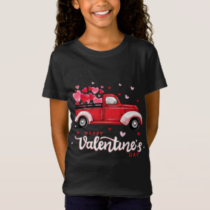 T-Shirt Camion rouge avec Heureuse Sainte-Valentin de coeu