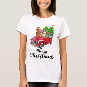 T-shirt Camion Rouge Camion Dachshund Ride Pajama de Noël