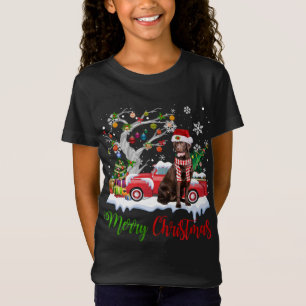 T-Shirt Camion rouge Joyeux Arbre de Noël Chocolat Labrado