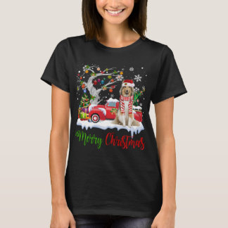T-shirt Camion Rouge Joyeux Arbre de Noël Shetland Sheepdo