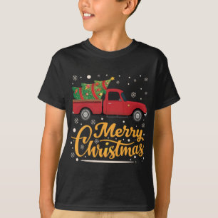 T-shirt Camion Rouge Joyeux sapin de Noël Plein de voeux M