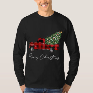 T-shirt Camion Rouge Plaid Noël Joyeux Noël Noël Joyeux No