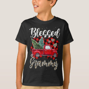 T-shirt Camion Rouge Plaid Xmas Tree Blessé Grammy Family