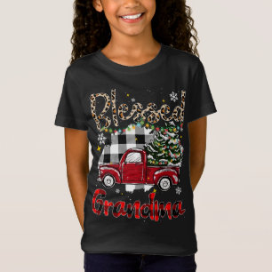 T-Shirt Camion Rouge Plaid Xmas Tree Blessé Grand-mère Fam