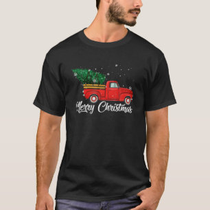 T-shirt Camion rouge ramasser Arbre de Noël Vintage Retro