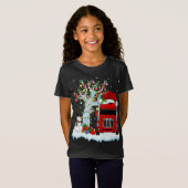 T-Shirt Camion Rouge Xmas Arbre Éclairage Santa Hat Camion (Devant entier)
