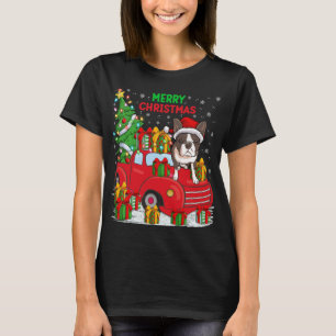 T-shirt Camion rouge Xmas Tree - Éclairage Boston Terrier