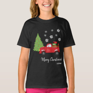 T-shirt Camion Vintage Holiday Tree Joyeux Noël Famille