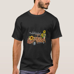 T-shirt Camion Vintage Léopard Automne Plein De Sunflowe