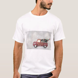 T-shirt camion vintage rouge sur un arrière - plan de livr