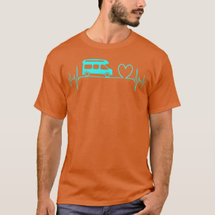 T-shirt Camionnette de camping électrocardiogramme cœur tu