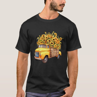 T-shirt Camionnette jaune tournesol automne Halloween Tha