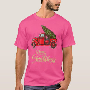 T-shirt Camionnette Rouge De Style Rétro De Ferme Avec Arb