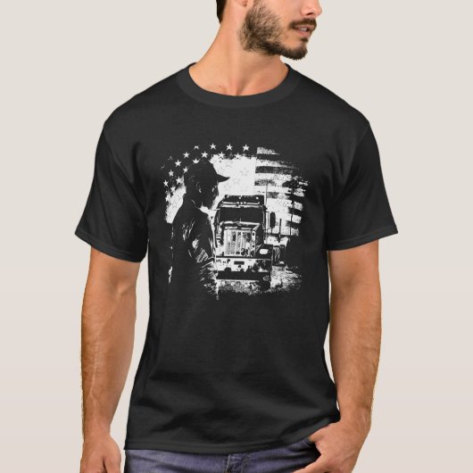 T-shirt camionneur américain Big Rigs Diesel Truck Driver  (Devant)