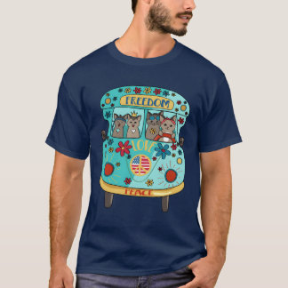 T-shirt camionneur camping chats vintage