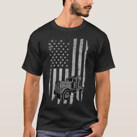 T-shirt Camionneur patriote de drapeau américain de (Devant)
