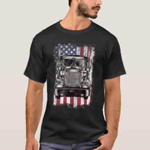 T-shirt Camionneur USA American Flag Vintage Trucu