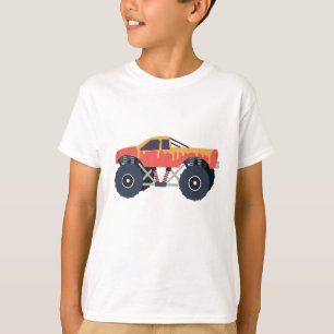T-shirt Camions Monster Colorés Racing Enfants Rouge