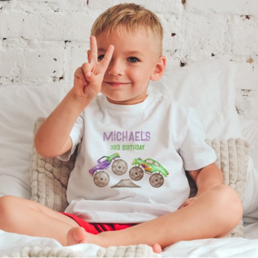 T-shirt Camions pourpres Monster Birthday Boy
