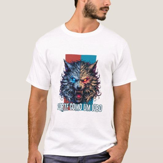 T-shirt camisa com estampa de lobo (Devant)