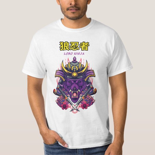 T-shirt Camisa masculina Lobo Ninja (Devant)