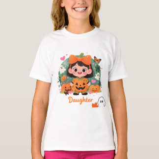 T-shirt Camiseta Adorable de Fantasmas y Calabazas para Ni