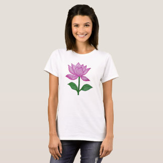 T-shirt Camiseta básia mujer, con flor rosada