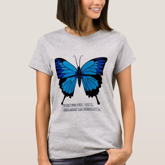 T-shirt Camiseta com estampa da borboleta azul (Devant)