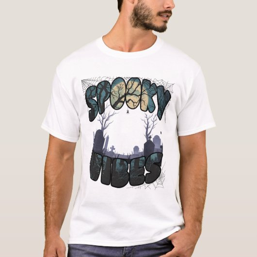 T-shirt Camiseta de Hombre Spooky Vibes Estilo Graffiti (Devant)