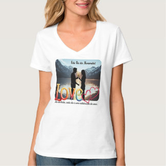 T-shirt Camiseta feminina justa, namorados