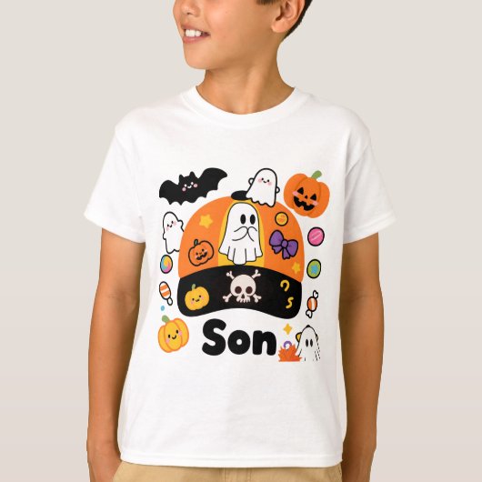 T-shirt Camiseta Infantil de Halloween para Hijo Querido (Devant)