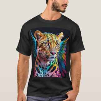 T-shirt Camiseta Leopardo Multicolorido com Asas