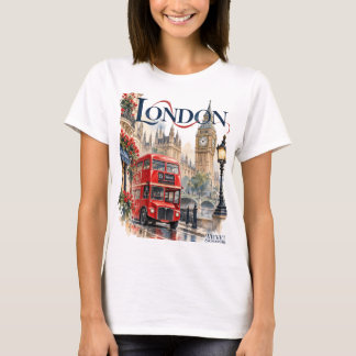 T-shirt Camiseta Londres con autobús rojo y arquitect