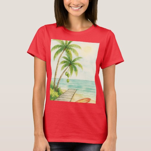 T-shirt Camiseta Playa palmeras (Devant)