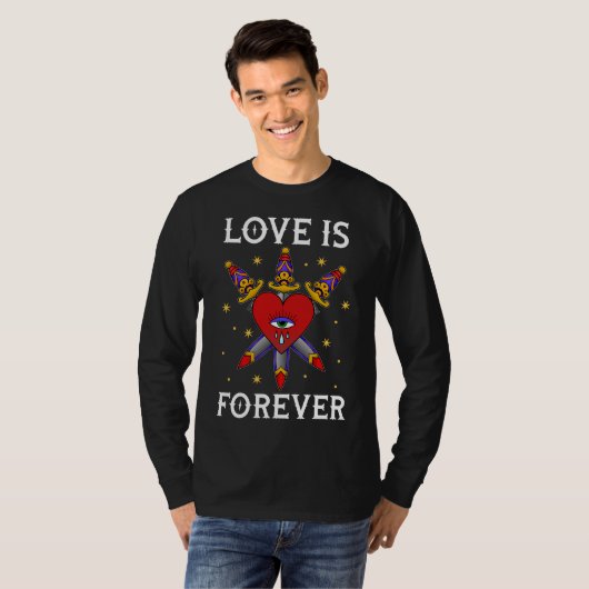 T-shirt Camiseta tatuaje neo tradicional love is forever (Devant entier)