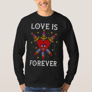 T-shirt Camiseta tatuaje neo tradicional love is forever
