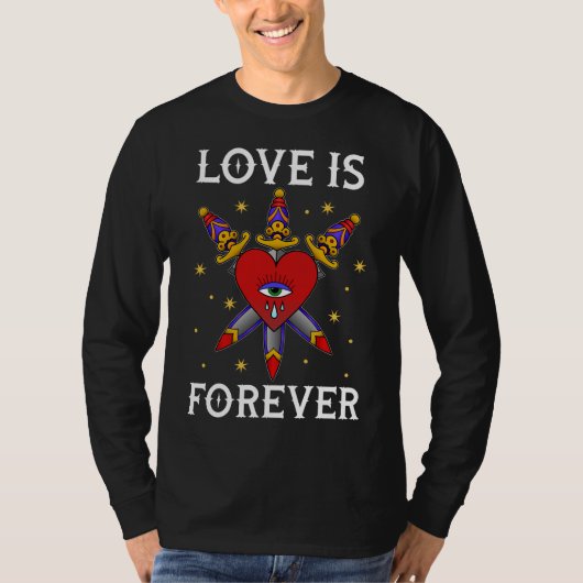 T-shirt Camiseta tatuaje neo tradicional love is forever (Devant)