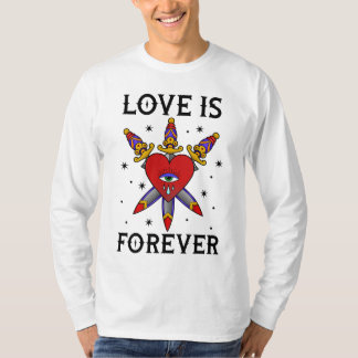 T-shirt Camiseta tatuaje neo tradicional love is forever