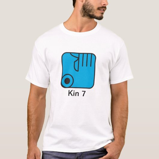 T-shirt Camiseta Tzolkin Mao Azul Kin 7 (Devant)