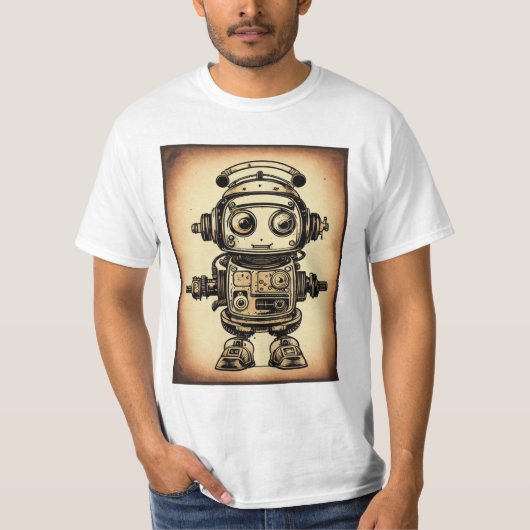 T-shirt Camiseta vintaje robot steampunk IA (Devant)