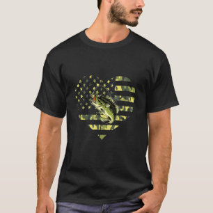 T-shirt Camo American Drapeau Basse Pêche Amour Pêche Pois