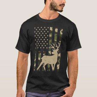 T-shirt Camo American Drapeau Deer Elk Hunter Deer Hunter
