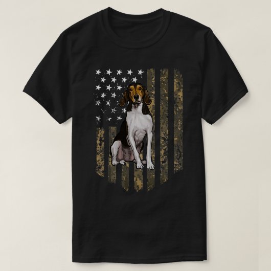 T-shirt Camo American Drapeau Treking Walker Coonhound 4e (Design devant)