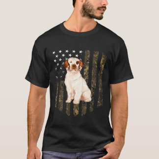T-shirt Camo American Flag Clumber Espagnol 4 juillet Usa
