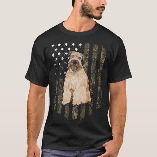 T-shirt Camo American Flag Soft Coated Wheaten Terrier 4th (Devant)