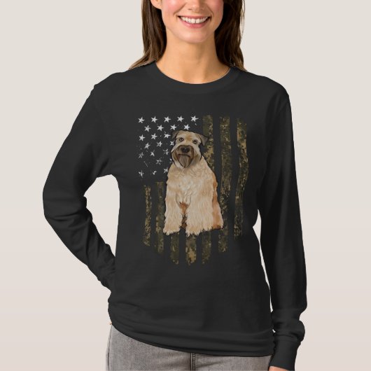 T-shirt Camo American Flag Soft Coated Wheaten Terrier 4th (Devant)