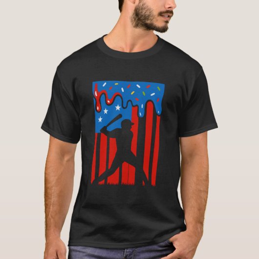 T-shirt Camo Baseball USA Drapeau Baseball Lover 4 juillet (Devant)