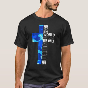 T-shirt Camo bleu catholique chrétien John 316 Verse Homme