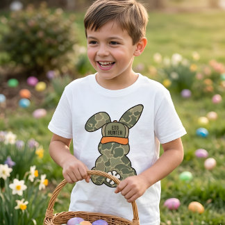 T-shirt Camo Bunny Egg Hunter Funny Easter Boys Gift Idea